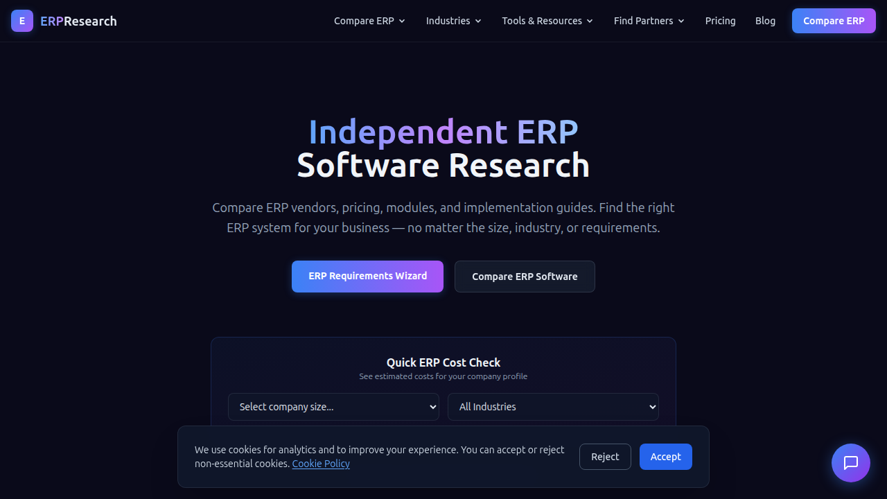 Explore independent ERP system comparisons and analyses on the ERP Research website.