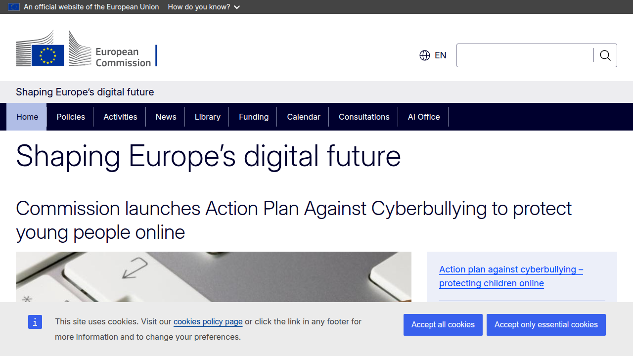 The European Commission's Digital Strategy page, detailing policies like the EU AI Act relevant for compliance.