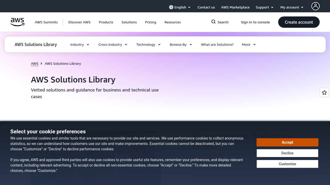 A screenshot of the AWS Solutions Guidance page, relevant to the AWS Prescriptive Guidance mentioned for IDP design.