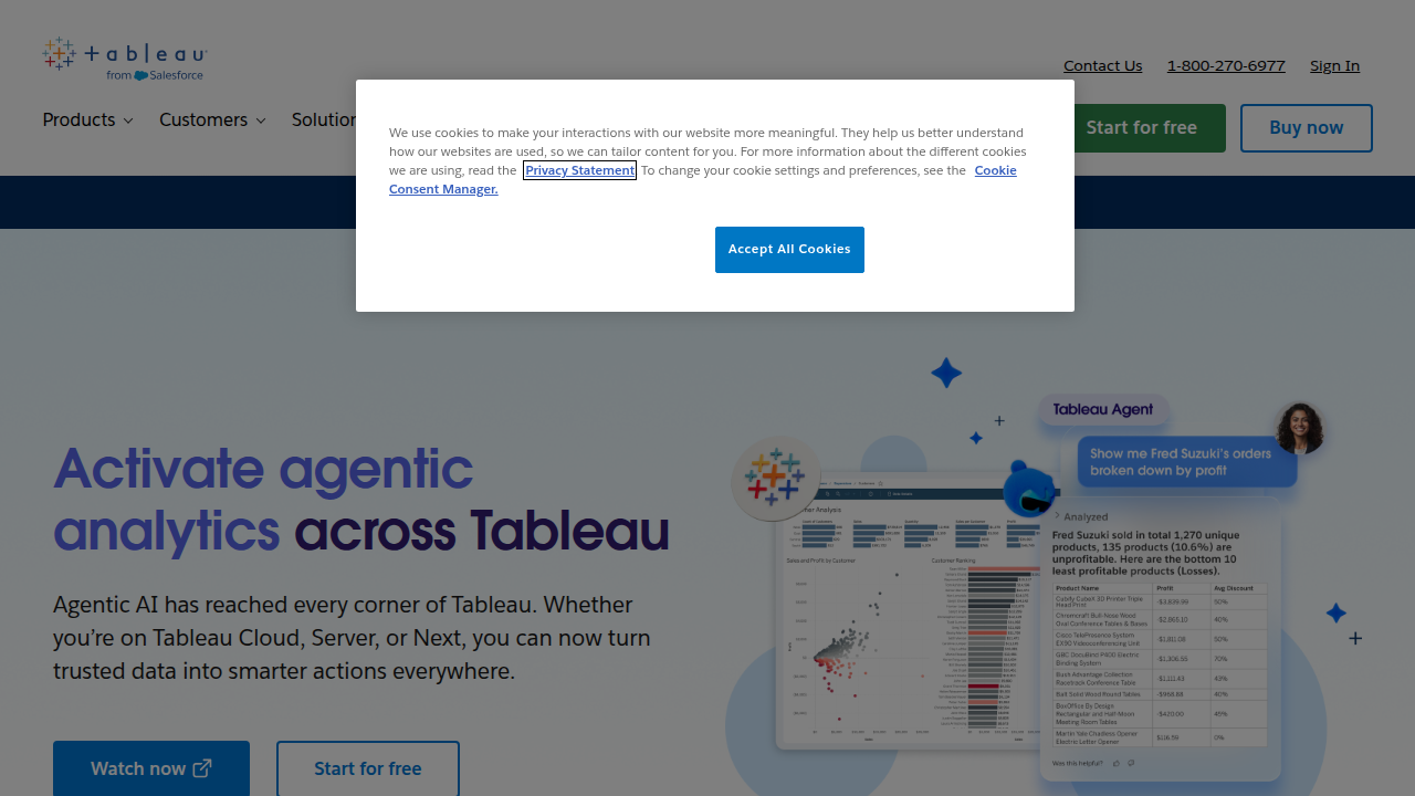 The Tableau website, a leading visual analytics platform for enterprise data exploration.
