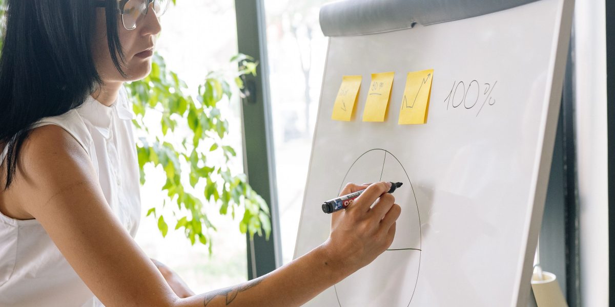 A team or individual collaborating on a whiteboard or planning, symbolizing the strategic approach to prompt engineering.