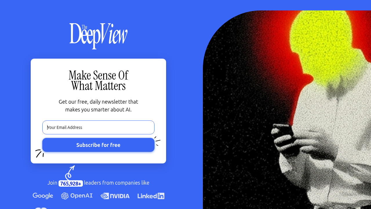 A screenshot of The AI Newsletter Worth Reading subscription page, offering daily updates on AI and technology for informed decision-making.