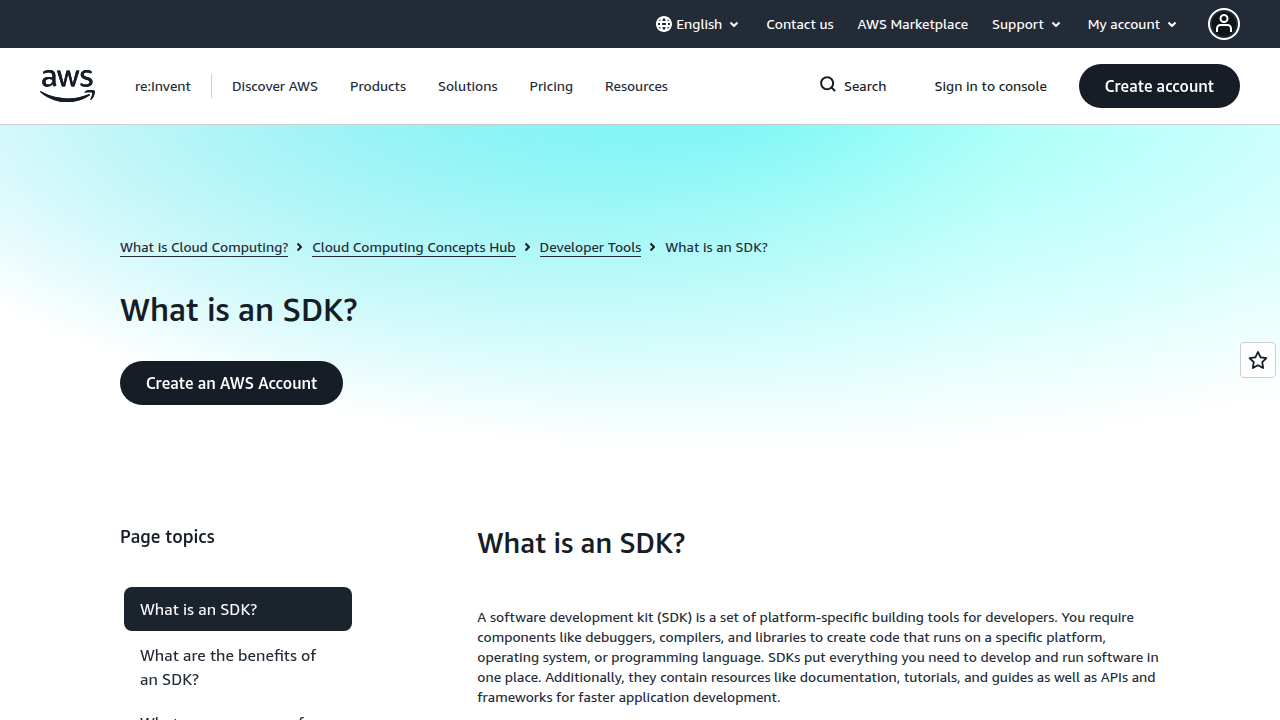 Discover how cloud providers like Amazon Web Services describe and utilize Software Development Kits for their platform integrations.