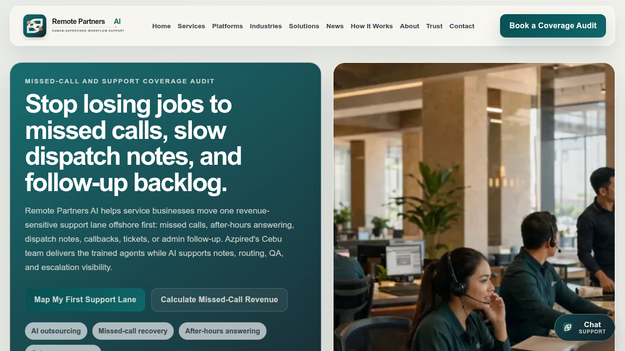 Screenshot of Remote Partners AI website, a resource for 2026 remote work statistics and trends.
