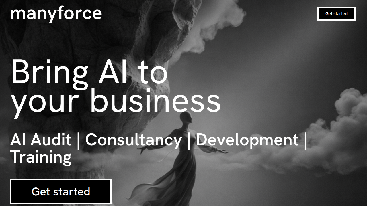 Screenshot of the Manyforce homepage, providing insights into AI ROI measurement.