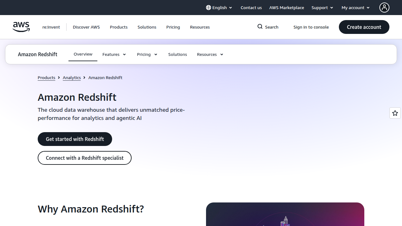Explore Amazon Redshift's official page to understand its capabilities for enterprise data warehousing.