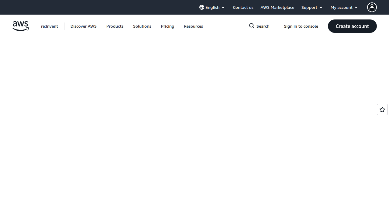 The homepage for Amazon Web Services, a cloud platform offering services like AWS CodeCommit.