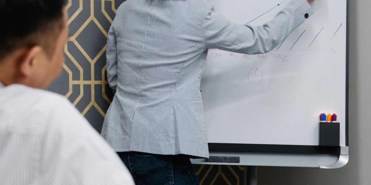 A team actively collaborating to define strategic priorities, a critical first step in enterprise analytics.