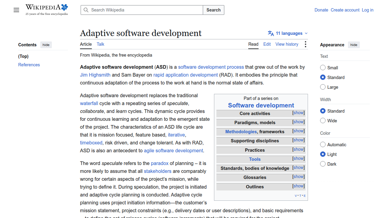 Explore the foundational concepts of Adaptive Software Development on Wikipedia for a deeper understanding.